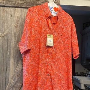 Wrangler Men's Bright Red Paisley Button Down Shirt
